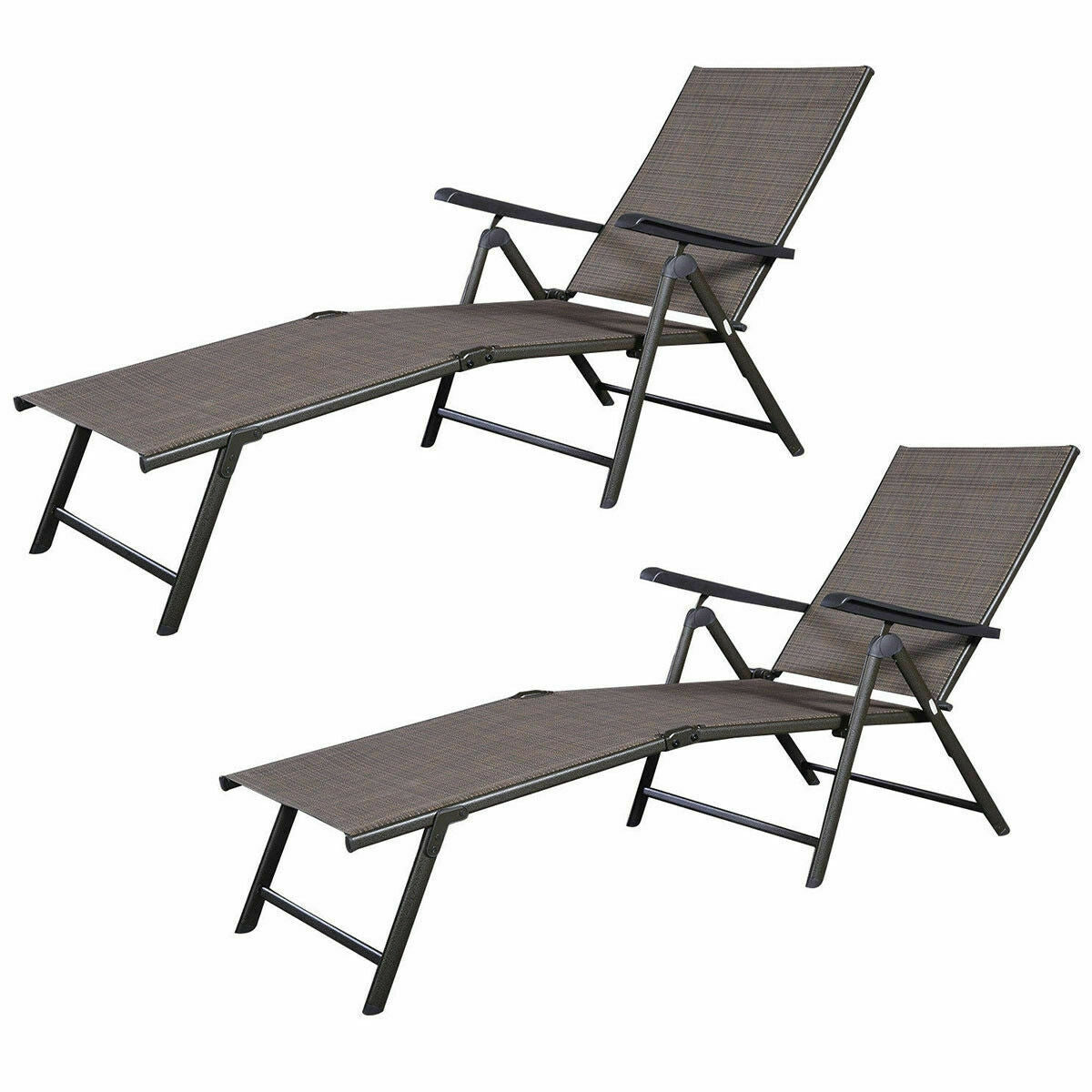 Chaise longue de piscine réglable en 2 pièces pour meubles de patio, fauteuil inclinable d'extérieur