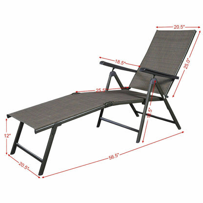 Chaise longue de piscine réglable en 2 pièces pour meubles de patio, fauteuil inclinable d'extérieur