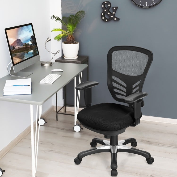 Chaise de bureau ergonomique en maille avec hauteur de dossier et accoudoirs réglables