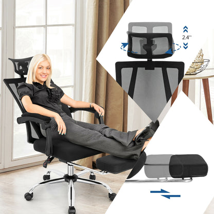 Ergonomic Recliner Mesh Office Chair with Adjustable Footrest