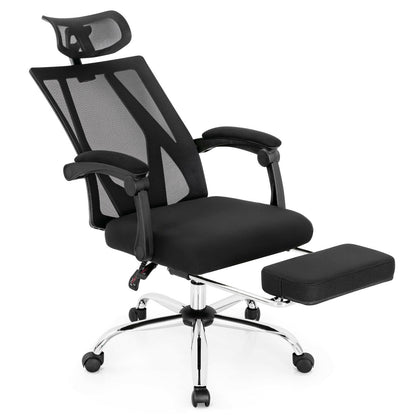 Chaise de bureau ergonomique inclinable en maille avec repose-pieds réglable