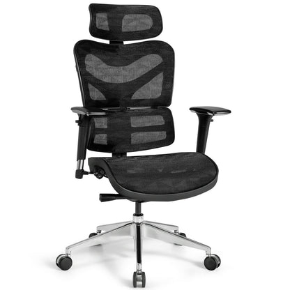 Chaise de bureau ergonomique à dossier haut réglable en maille avec support lombaire