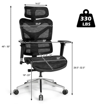 Chaise de bureau ergonomique à dossier haut réglable en maille avec support lombaire