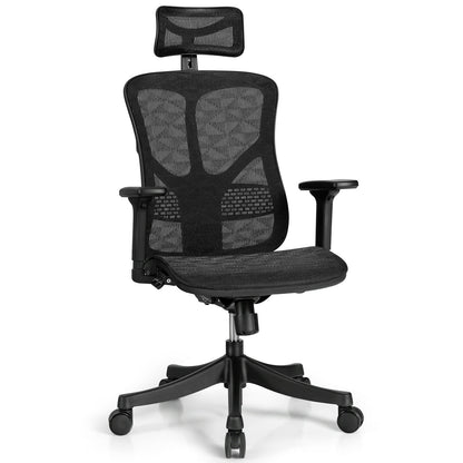 Chaise de bureau pivotante ergonomique à dossier haut en maille réglable