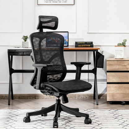 Chaise de bureau pivotante ergonomique à dossier haut en maille réglable