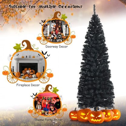 6 Feet Unlit Artificial Christmas Halloween Pencil Tree with Metal Stand