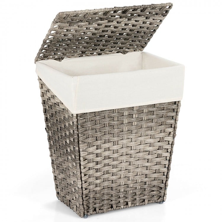 Foldable Handwoven Laundry Basket with Removable Liner