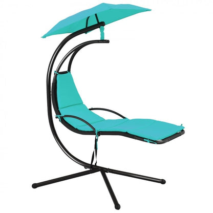 Patio Hanging Hammock Chaise Lounge Chair with Canopy Cushion