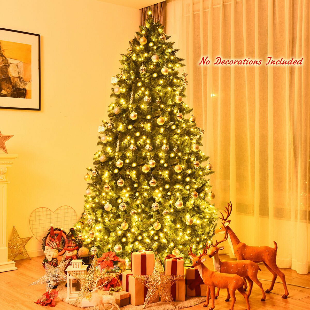 7.5 Feet Artificial Fir Christmas Tree with LED Lights and 1968 Branch Tips