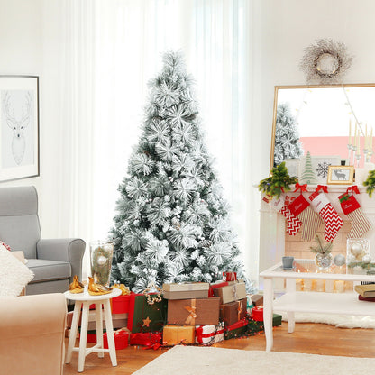 Sapin de Noël enneigé de 6 pieds avec pomme de pin et baies rouges