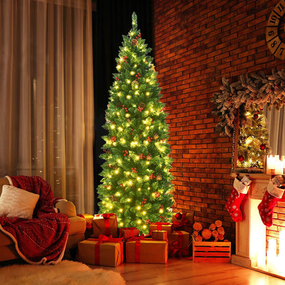 Sapin de Noël à charnière pré-éclairé de 6,5 pieds