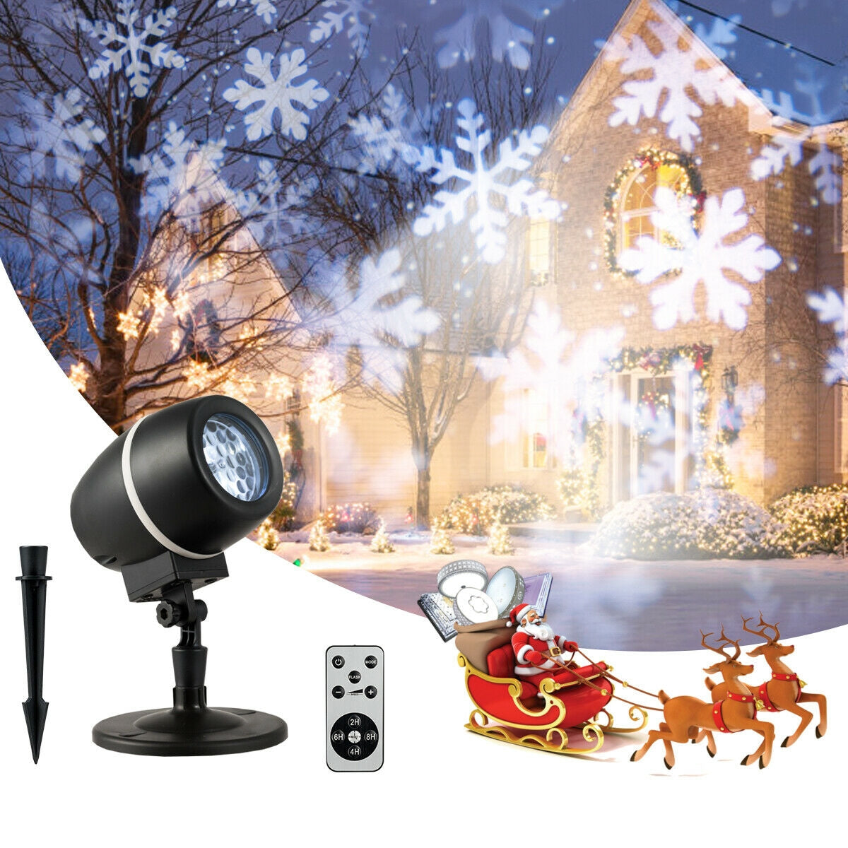 Projecteur LED de flocon de neige de Noël étanche pour extérieur avec télécommande