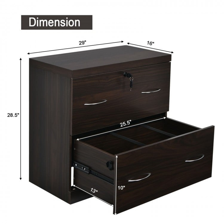 2-Drawer File Cabinet with Lock Hinging Bar Letter and Legal Size