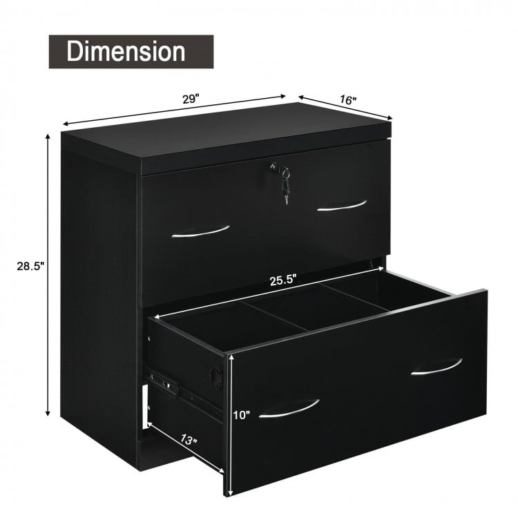 2-Drawer File Cabinet with Lock Hinging Bar Letter and Legal Size