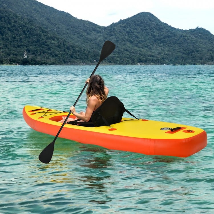 10.8 Feet Inflatable Kayak Set K1 1-Person Sit-On-Top Kayak with Oars