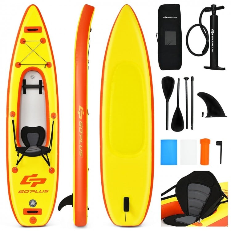 10.8 Feet Inflatable Kayak Set K1 1-Person Sit-On-Top Kayak with Oars