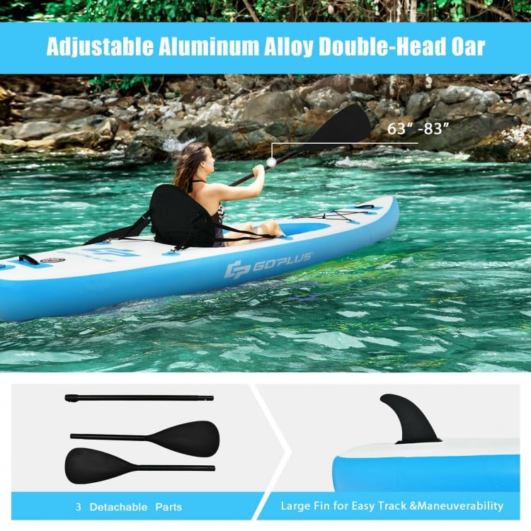 10.8 Feet Inflatable Kayak Set K1 1-Person Sit-On-Top Kayak with Oars