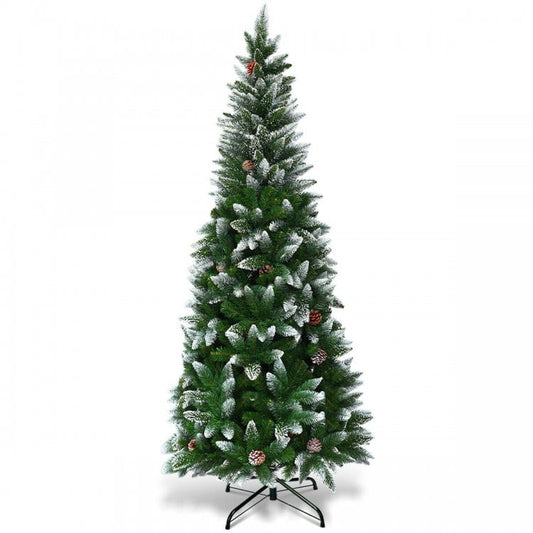 5 / 6 / 7.5 Feet Artificial Pencil Christmas Tree with Pine Cones