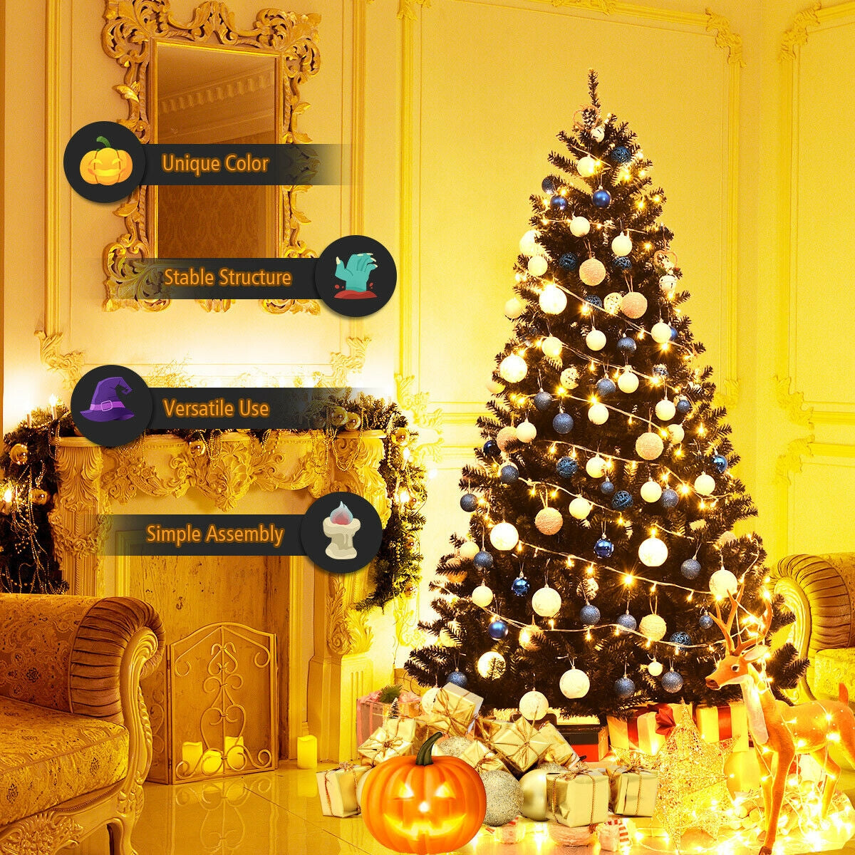 7.5 Feet Hinged Artificial Halloween Christmas Tree