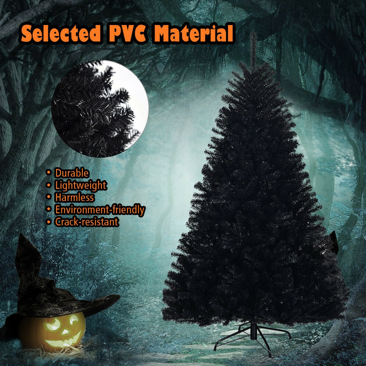 Arbre de Noël artificiel articulé pour Halloween de 6 pieds