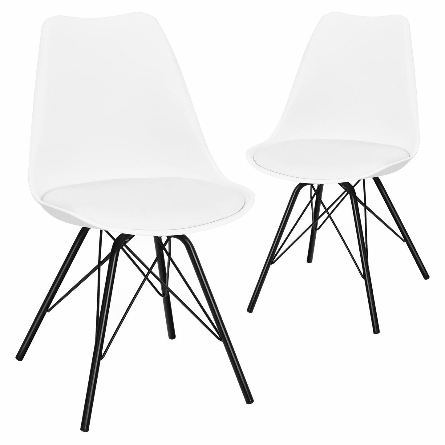 Lot de 2 chaises d'appoint modernes du milieu du siècle avec siège en PU