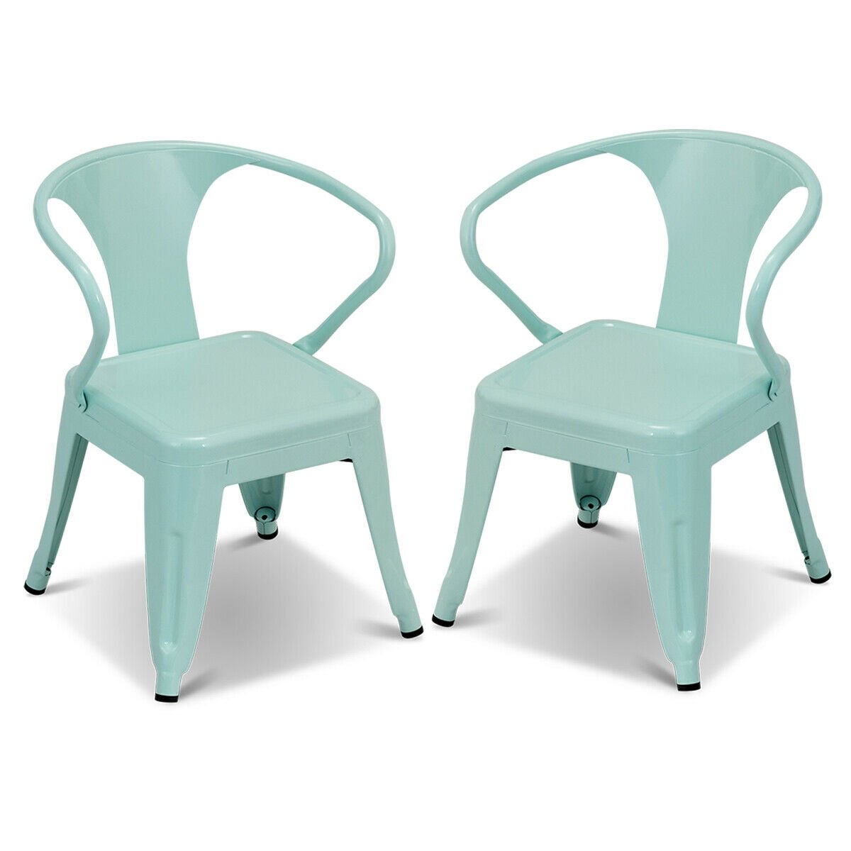 Lot de 2 chaises empilables pour enfants avec fauteuil en acier