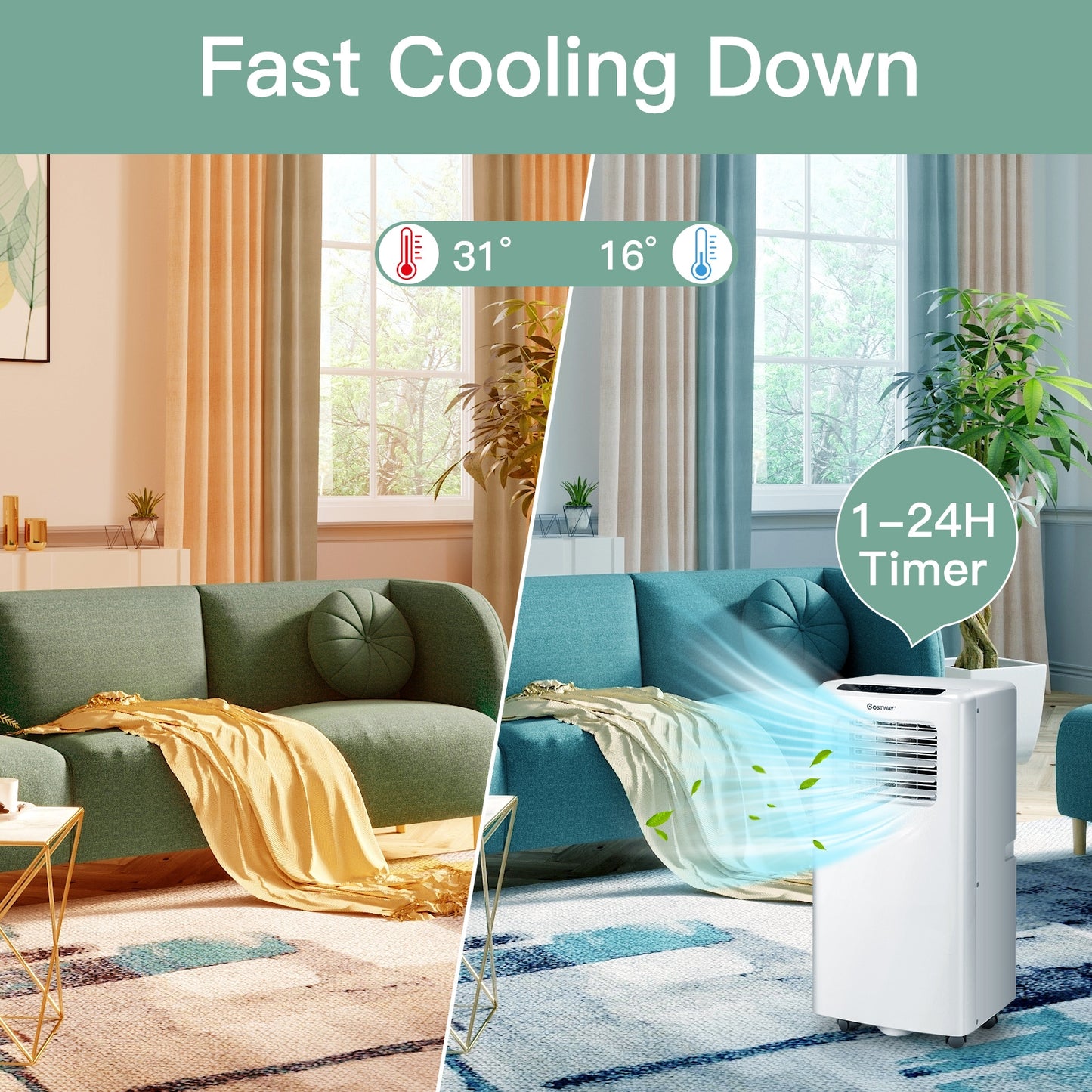 10000 BTU Portable Air Conditioner with Dehumidifier and Fan Modes