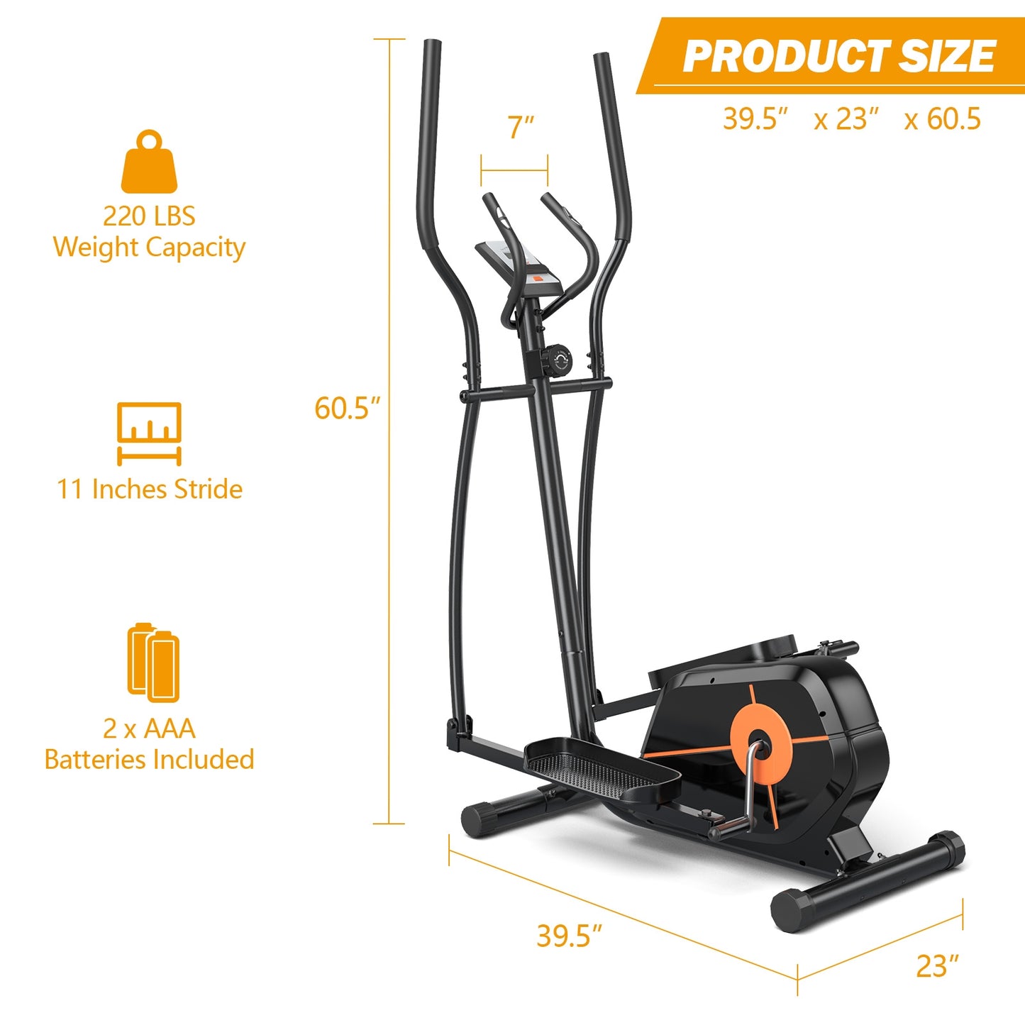 Appareil d'exercice elliptique Cross Trainer magnétique avec écran LCD