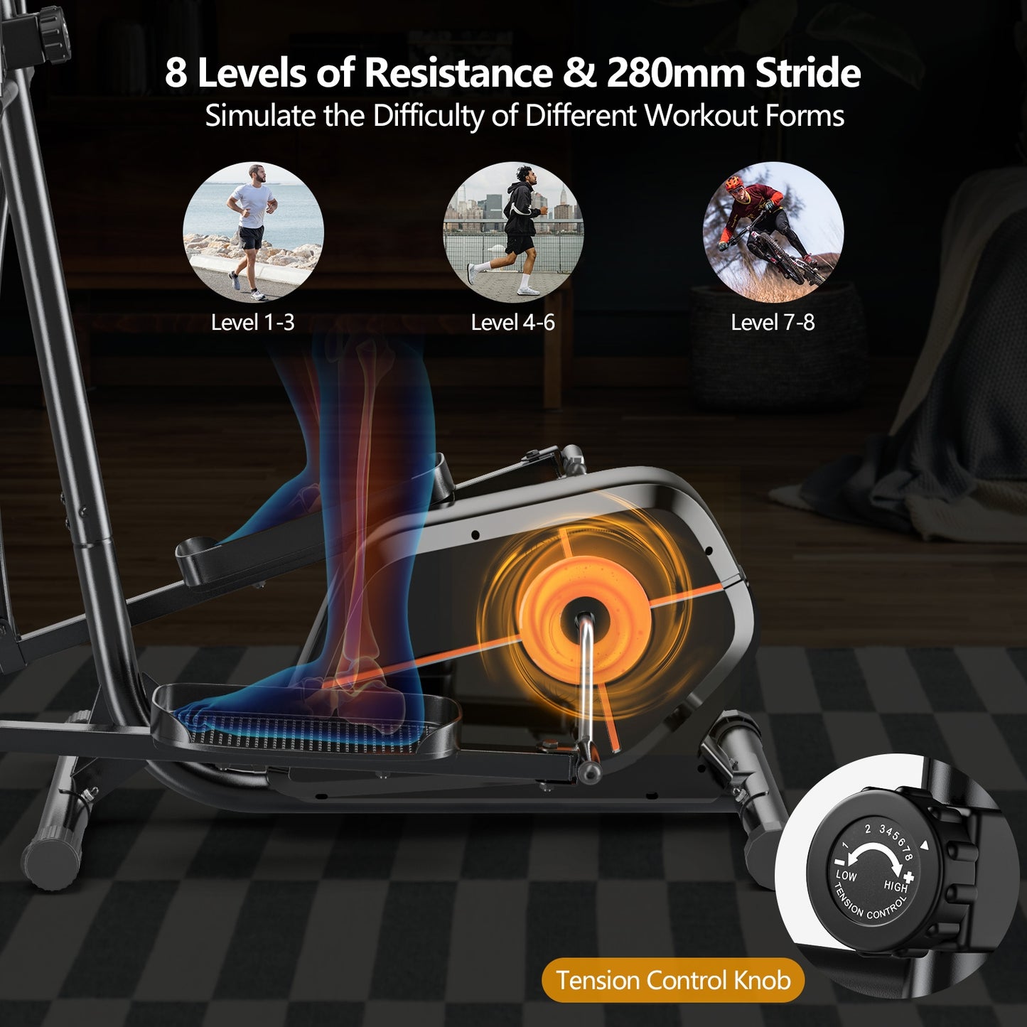 Appareil d'exercice elliptique Cross Trainer magnétique avec écran LCD