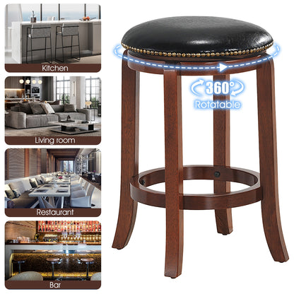 Bistro Leather Padded  Backless Swivel Bar stool