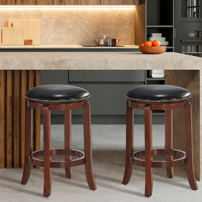 Bistro Leather Padded  Backless Swivel Bar stool