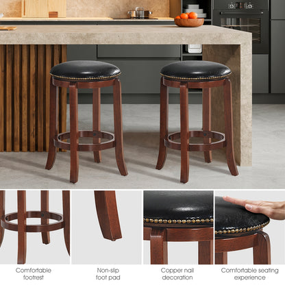 Bistro Leather Padded  Backless Swivel Bar stool