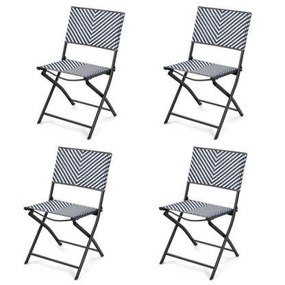 Lot de 4 chaises de salle à manger pliantes en rotin pour le camping et le jardin