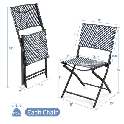 Lot de 4 chaises de salle à manger pliantes en rotin pour le camping et le jardin