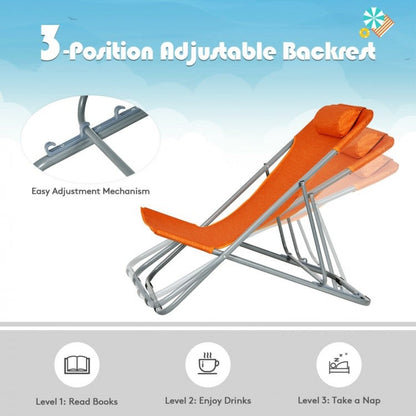 Lot de 2 chaises de plage portables avec appui-tête