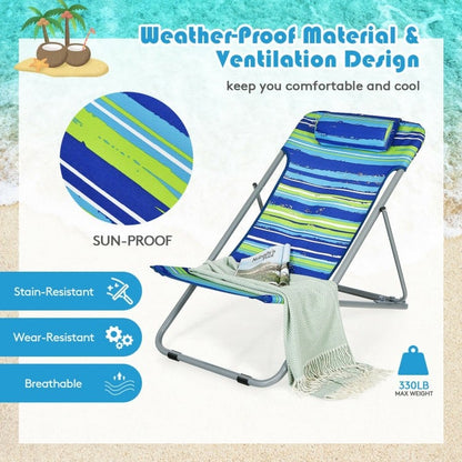 Lot de 2 chaises de plage portables avec appui-tête