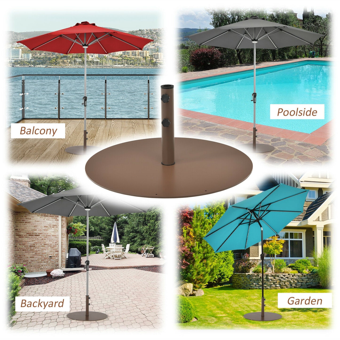 29.5 Inches Outdoor Steel Market Umbrella Base Stand for Backyard and Poolside