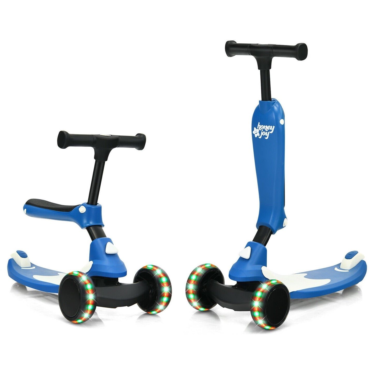 2-in-1 Kids Kick Scooter with Flash Wheels for Girls and Boys from 1.5 to 6 Years Old