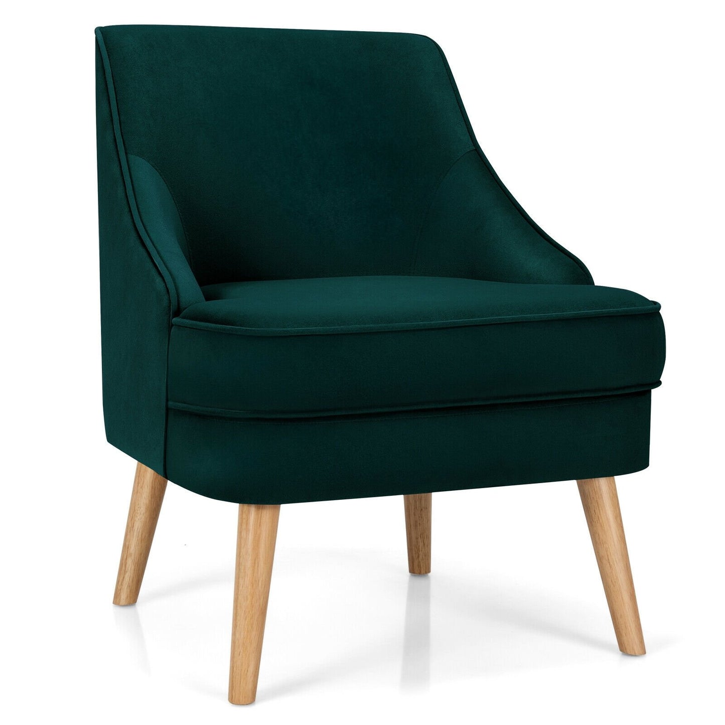 Mid Century Velvet Accent Chair with Rubber Wood Legs for Bedroom