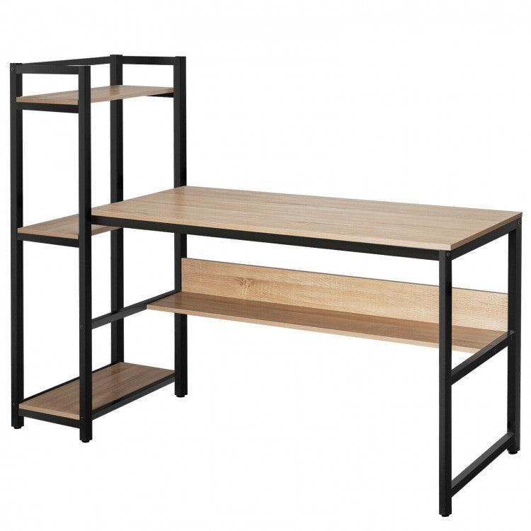 59-Inch Computer Desk Home Office Workstation 4-Tier Storage Shelves