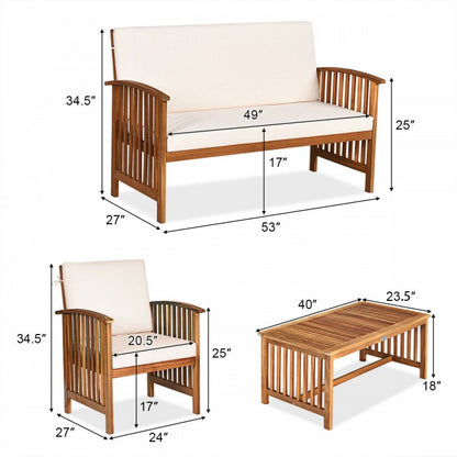 Ensemble de meubles de canapé d'extérieur en bois d'acacia 4 pièces