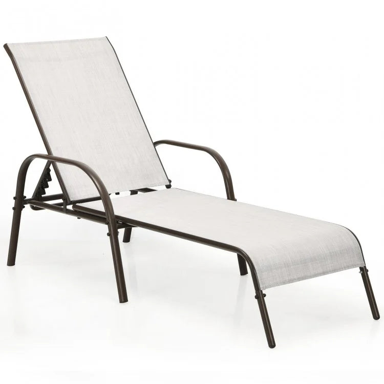 Adjustable Patio Chaise Folding Lounge Chair with Backrest