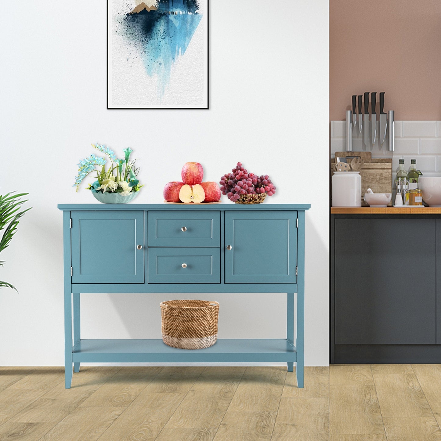 Wooden Sideboard Buffet Console Table  with Drawers and Storage