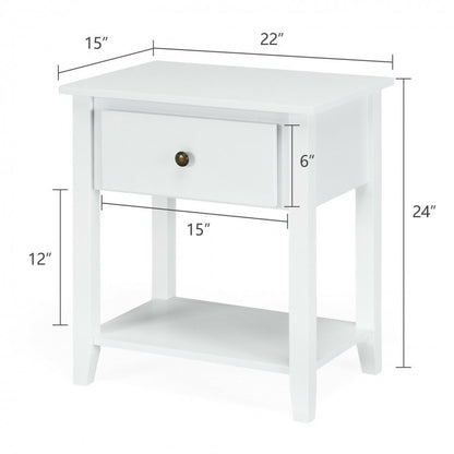 Nightstand with Drawer and Storage Shelf for Bedroom Living Room