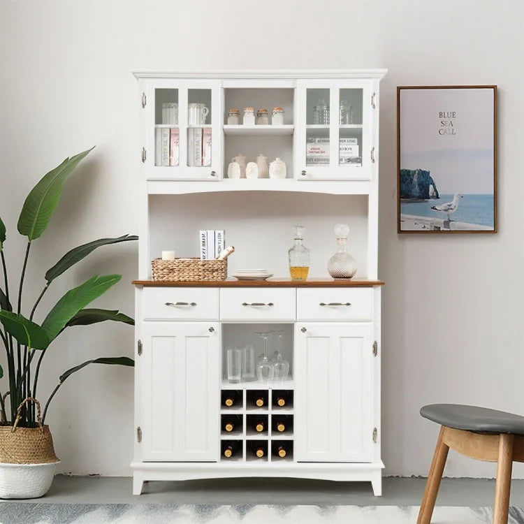 Wood Buffet Hutch Cabinet with 3 Large Drawers