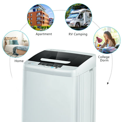 8.8 lbs Portable Full-Automatic Laundry Washing Machine with Drain Pump