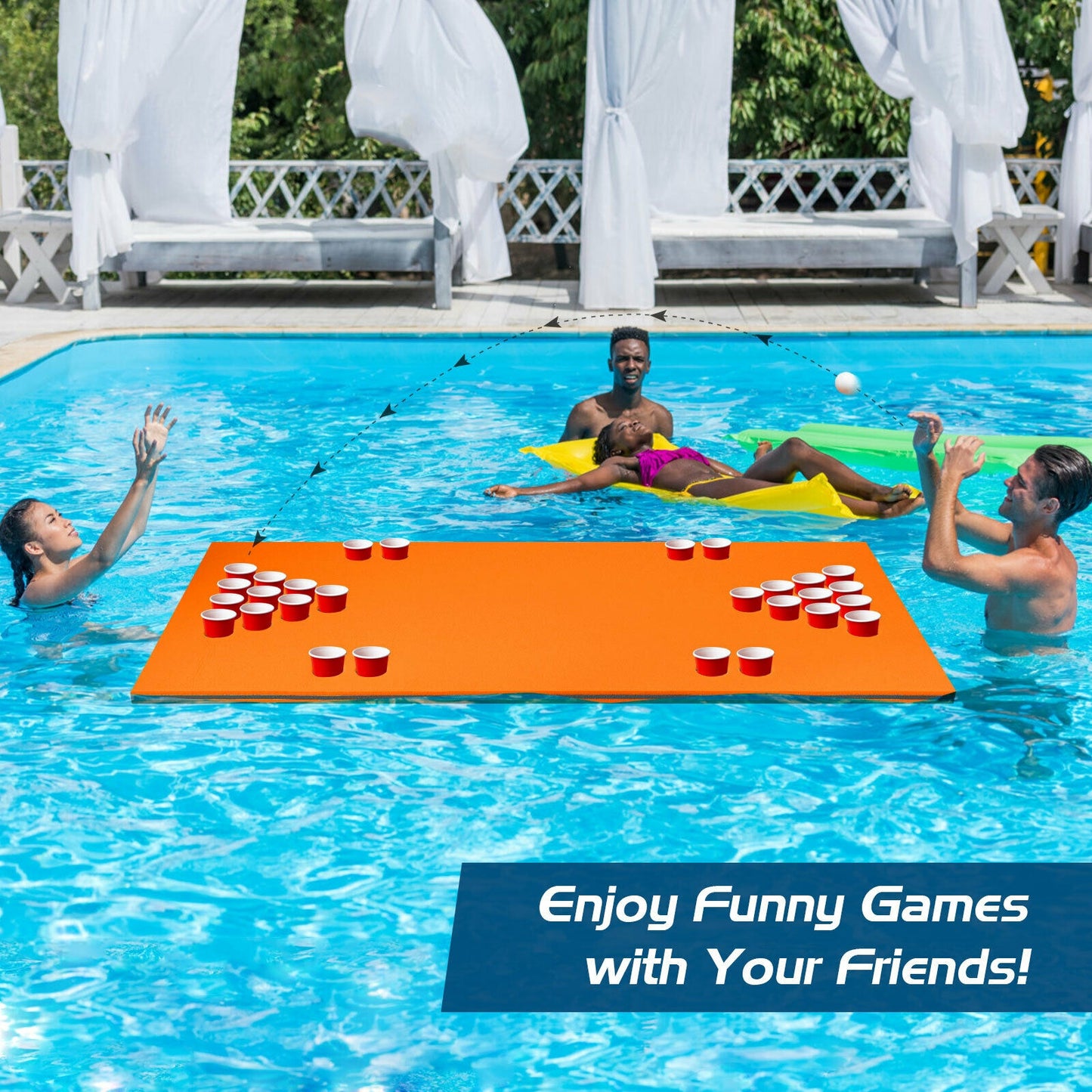 5.5 Feet x 35.5 inch 3-Layer Multi-Purpose Floating Beer Pong Table