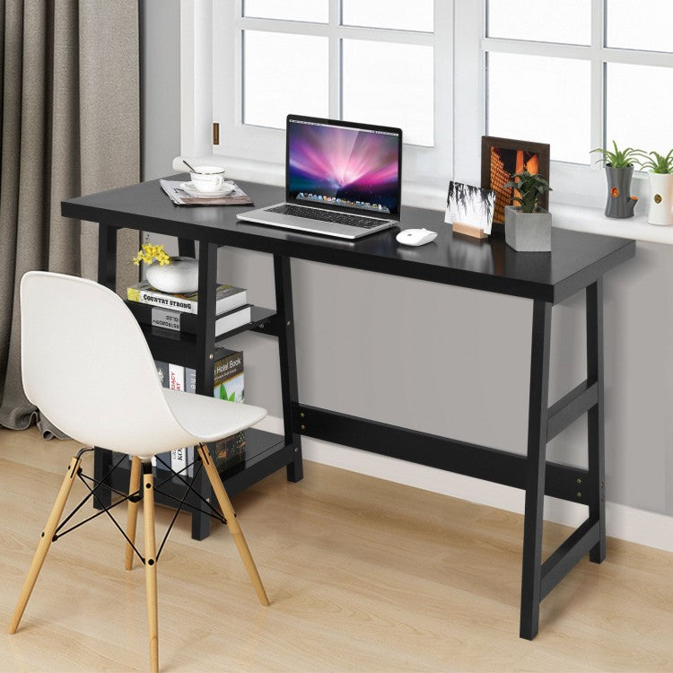 Trestle Computer Desk Home Office Workstation with Removable Shelves