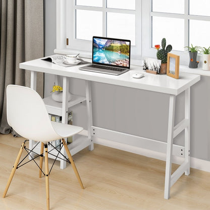 Trestle Computer Desk Home Office Workstation with Removable Shelves