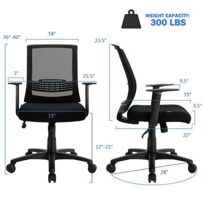 Adjustable Mid Back Mesh Office Chair with Lumbar Support